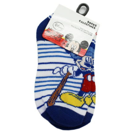 2 Pairs Disney s Mickey Mouse Baseball Slugger Blue Striped Socks (Size 4-6)