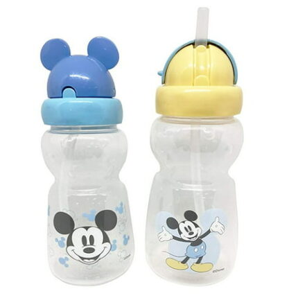 BABY STRAW CUPS 2 PACK - BOYS - DISNEY MICKEY MOUSE - YELLOW BLUE - SIPPERS EARS