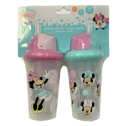 BABY STRAW CUPS 2 PACK - GIRLS - AQUA - DISNEY MINNIE MOUSE - SIPPERS POP-UP