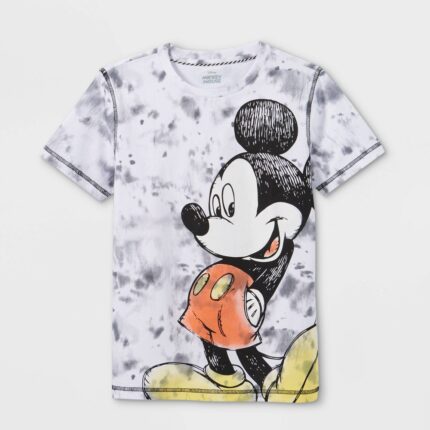 Boys' Disney Mickey Mouse Short Sleeve Graphic T-Shirt - Black/White M