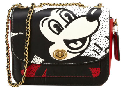 Coach x Disney Mickey Mouse Madison Shoulder Black Leather Bag Small Black