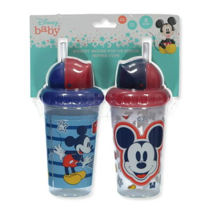 Disney Baby Girls Mickey Mouse 2-Pack Pop-Up Straw Sipper Cups - blue/multi one size