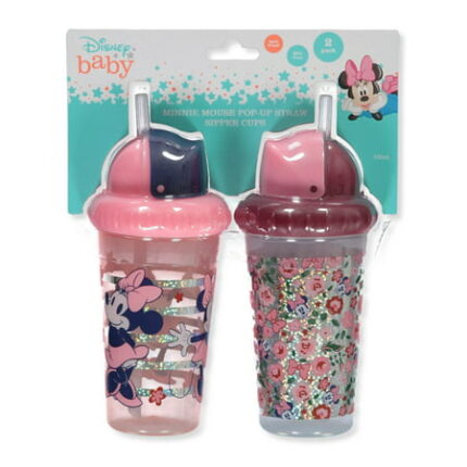 Disney Baby Girls Minnie Mouse 2-Pack Pop-Up Straw Sipper Cups - pink one size