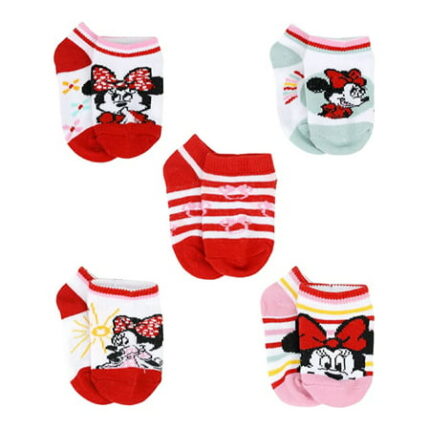 Disney Baby Girls Minnie Mouse 5 Pack Socks (Shoe Size 4-7)