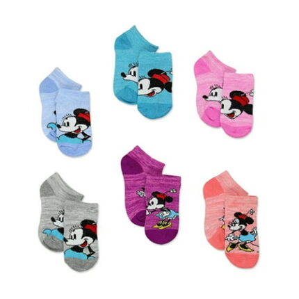Disney Baby Girls Minnie Mouse 6 Pack Socks (Shoe Size 4-7)