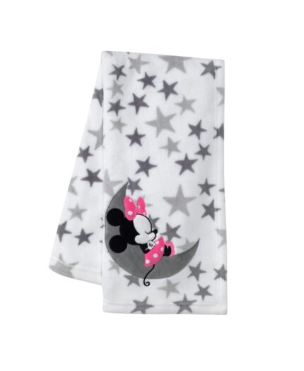 Disney Baby Minnie Mouse Gray/White Fleece Baby Blanket by Lambs & Ivy