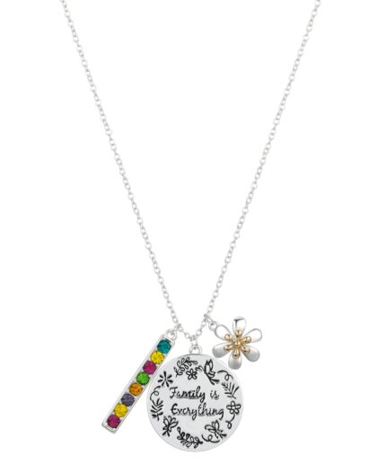 Disney Crystal Charm Necklace (0.10 ct. t.w.) in 14K Gold Flash Plated Set 3 Piece