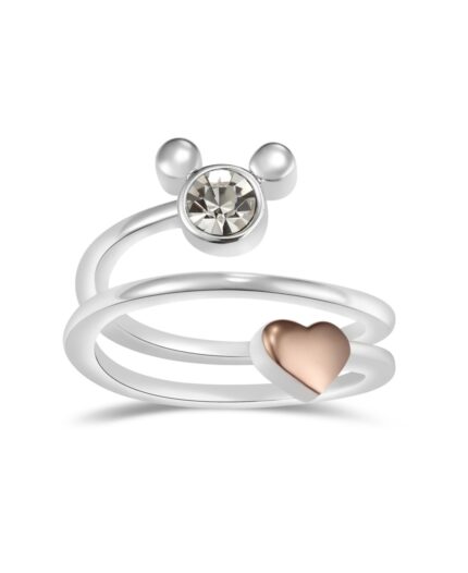 Disney Crystal Mickey Mouse Head with Heart Bypass Ring