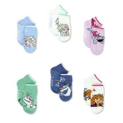 Disney Frozen 2 Anna Elsa Toddler Girls 6 Pack Socks with Grippers F2252