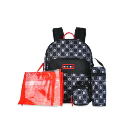Disney Mickey Mouse 5-Piece Checker Print Diaper Backpack Set - black one size