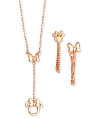 Disney Minnie Mouse Bow Collection In 18k Rose Gold Plated Sterling Silver