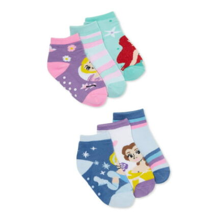 Disney Princess Baby Girls & Toddler Girls Quarter Socks 6 Pack