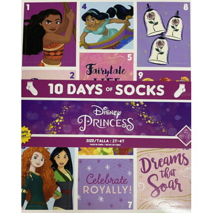 Disney Princess Toddler Girls 10 Days of Socks 10-Pack Sizes 2T-4T