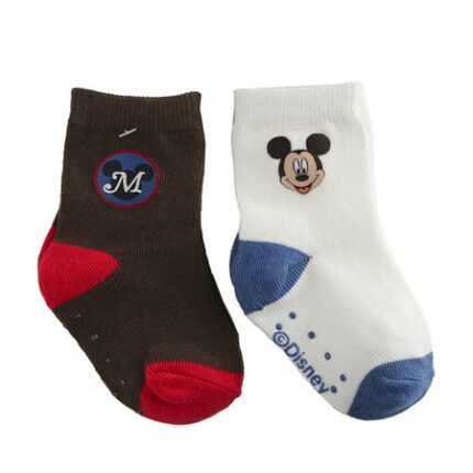 Disney Store Baby Boys Mickey Mouse Sock Set 2-Pack Brown/White 0-6 Months