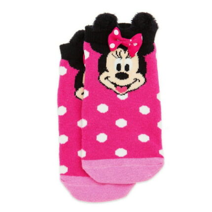 Disney Store Minnie Mouse Pink Polka Dot Ankle Socks Kids Girls Size L 1-4