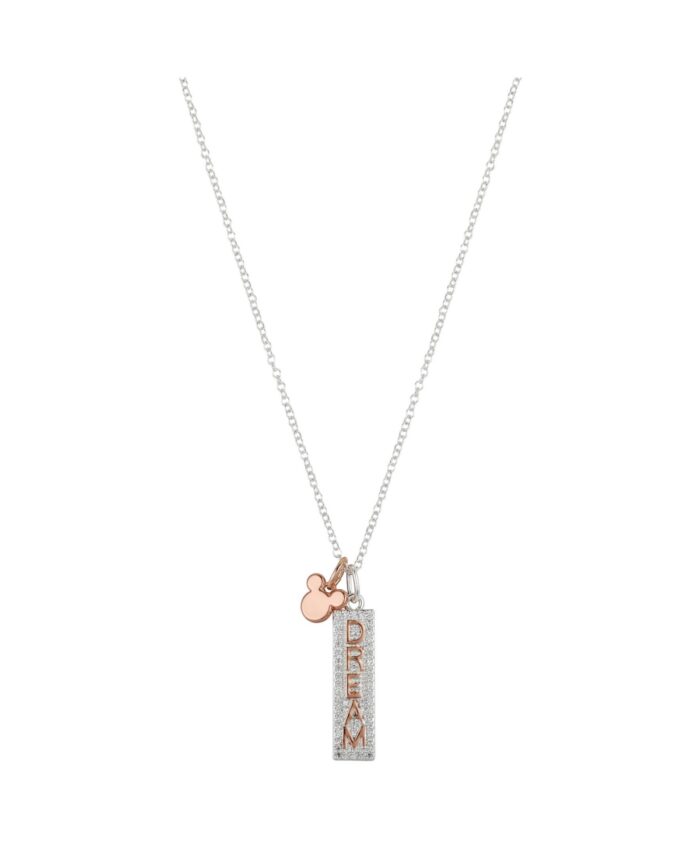 Disney Two-Tone Rose Gold Flash-Plated Crystal Mickey Mouse "Dream" Pendant Necklace
