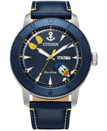 Disney by Citizen Donald Duck Blue Leather Strap Watch 44mm