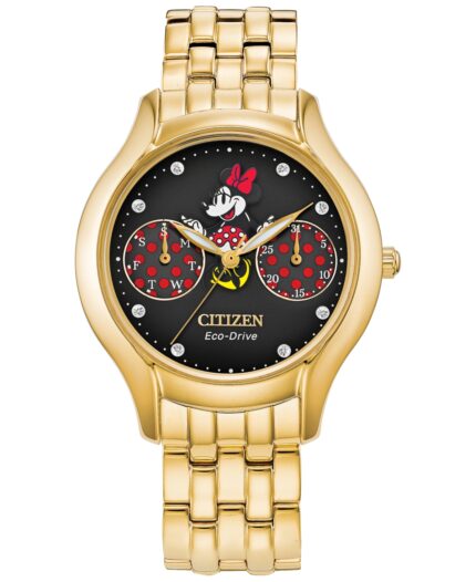 Disney by Citizen Minnie Mouse Gold-Tone Stainless Steel Bracelet Watch 30mm