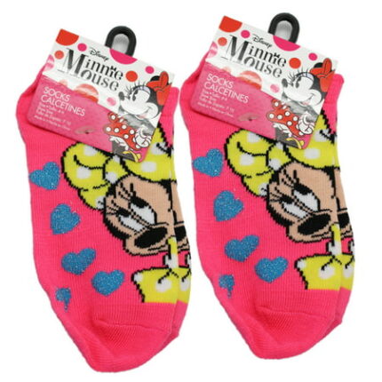 Disney s Minnie Mouse Blue Heart Bright Pink Kids Socks (2 Pairs Size 4-6)