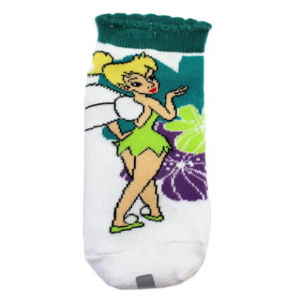 Disney s Tinker Bell Teal/White Floral Girls Socks (1 Pair Size 6-8)