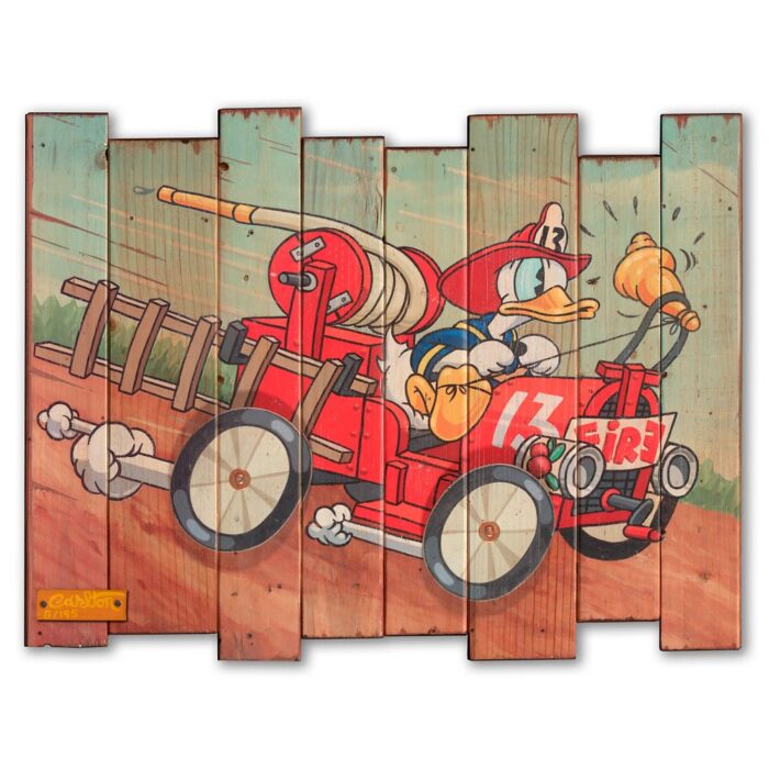 Donald Duck ''Fire Chief Donald'' Signed Gicle on Wood by Trevor Carlton Limited Edition Official shopDisney