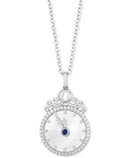 Enchanted Disney Diamond (1/6 ct. t.w.) & Mother of Pearl Cinderella Pendant Necklace in Sterling Silver, 16" + 2" Extender