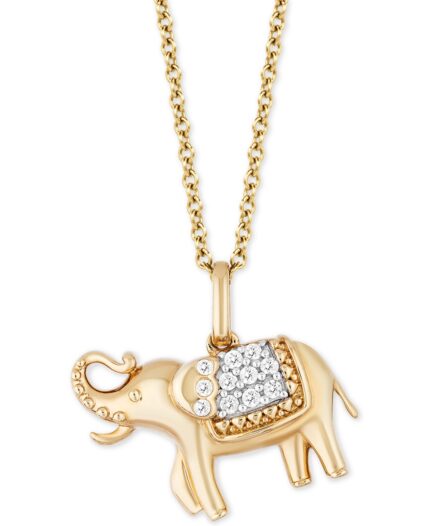 Enchanted Disney Diamond Jasmine Elephant Pendant Necklace (1/10 ct. t.w.) in 14k Gold
