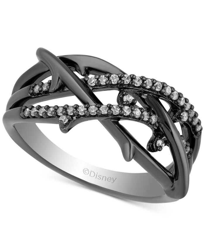 Enchanted Disney Diamond Maleficent Villains Statement Ring (1/6 ct. t.w.) in Black Rhodium-Plated Sterling Silver