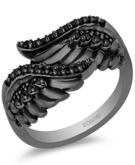 Enchanted Disney Fine Jewelry Black Diamond Maleficent Wing Ring (1/4 ct. t.w.) in Sterling Silver & Black Rhodium-Plate