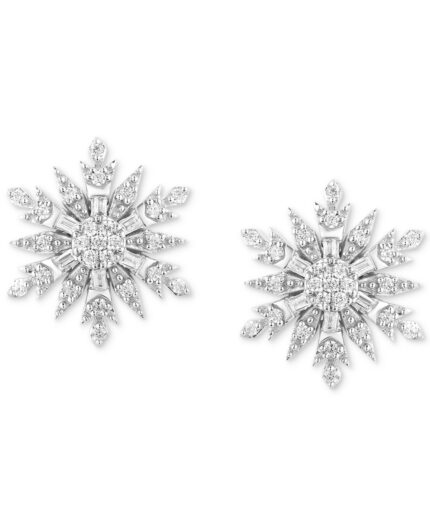 Enchanted Disney Fine Jewelry Diamond Elsa Snowflake Stud Earrings (1/4 ct. t.w.) in Sterling Silver
