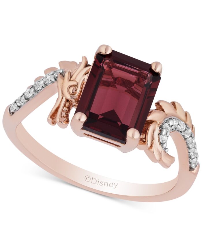 Enchanted Disney Rhodolite Garnet (3-3/4 ct. t.w.) & Diamond (1/10 ct. t.w.) Mulan Dragon Ring in 14k Rose Gold