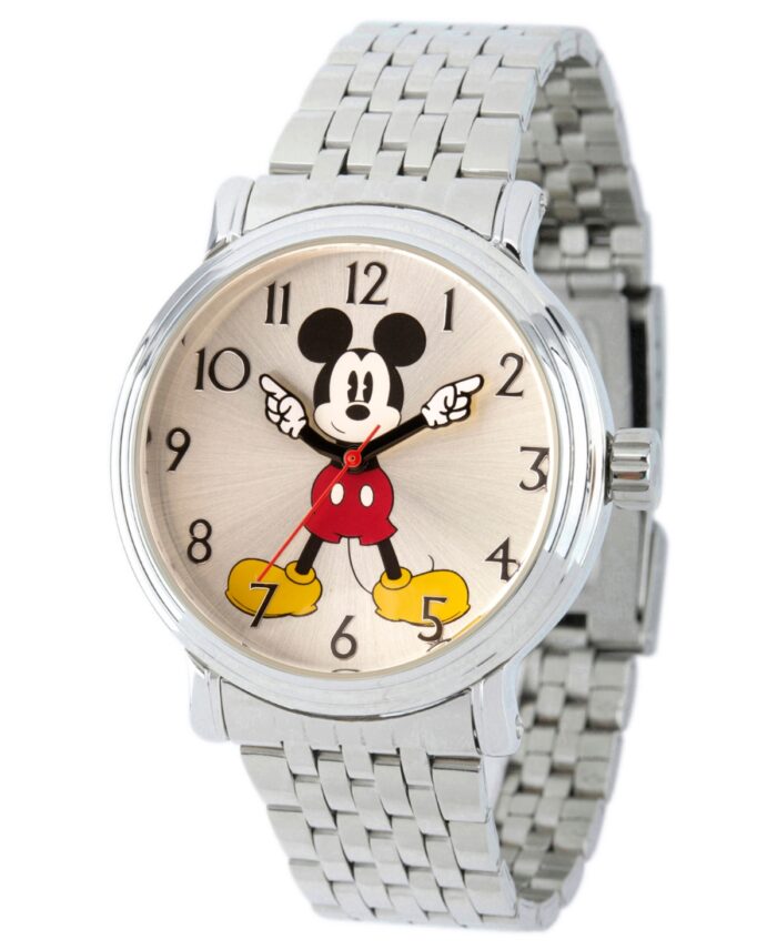 EwatchFactory Men's Disney Mickey Mouse Silver Bracelet Watch 44mm