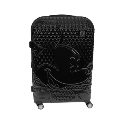 FUL DISNEY Textured Mickey Mouse 25 in. Black Hard Sided Rolling Luggage