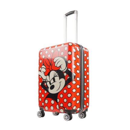 Ful 25 in. Spinner Luggage Red and Black Disney Minnie Mouse Printed Polka Dot II, RED/BLACK