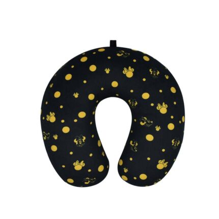 Ful Black Disney Minnie Mouse Head Icons and Polka Dots 1-Size Portable Travel Neck Pillow
