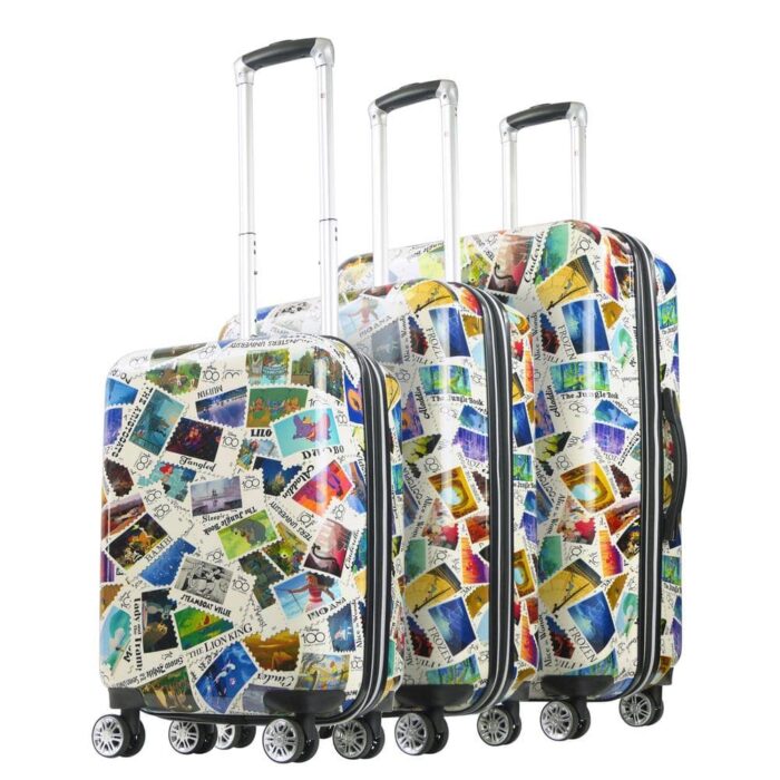 Ful Disney 100 Years Stamps ABS 3pc Hard-sided Spinner Luggage Set, Multi