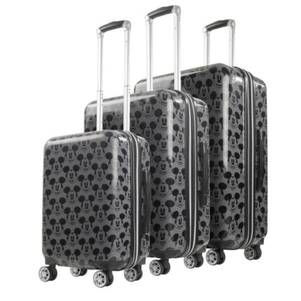 Ful Disney Mickey Mouse All Over Print, 3 pcs Spinner luggage set, Charcoal., Grey