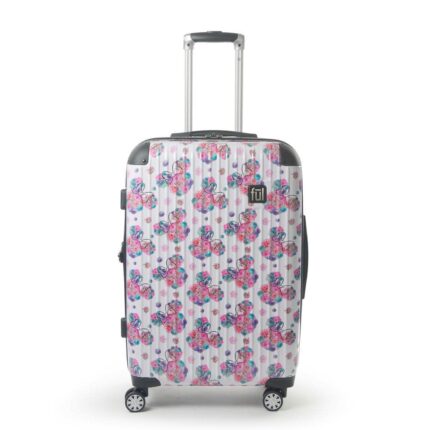 Ful Disney Minnie Disney Minnie Mouse Floral 25 in. White Printed Hard-Sided Rolling Luggage