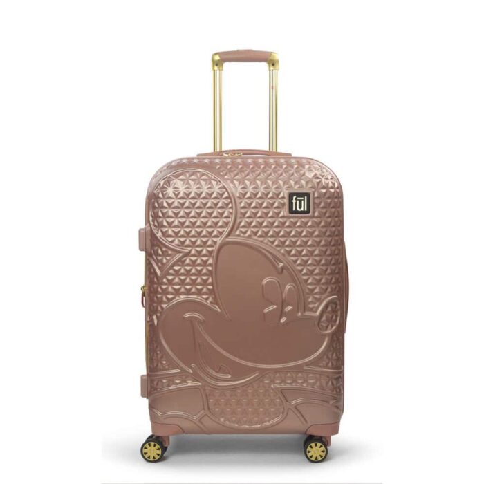 Ful Disney Textured Mickey Mouse 25 in. Rose Gold Hard-Sided Rolling Luggage