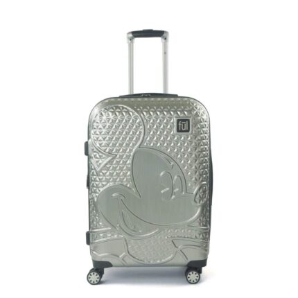 Ful Disney Textured Mickey Mouse 25 in. Silver Hard-Sided Rolling Luggage