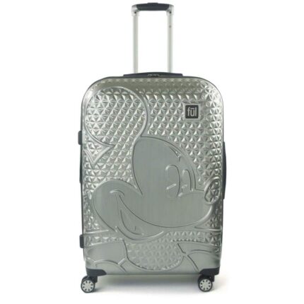 Ful Disney Textured Mickey Mouse 29 in. Silver Hard-Sided Rolling Luggage