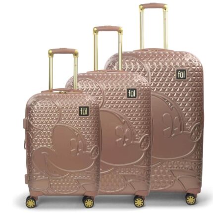 Ful Disney Textured Mickey Mouse 3-Piece 29 in., 25 in. and 21 in. Rose Gold Hard-Sided Suitcases Luggage Set