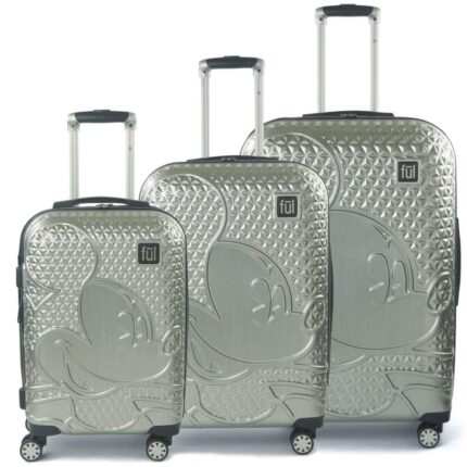 Ful Disney Textured Mickey Mouse 3-Piece 29 in., 25 in. and 21 in. Silver Hard-Sided Suitcases Luggage Set