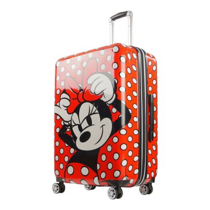Ful Disney's Minnie Mouse Printed Polka Dot II Hardside Spinner Luggage, Dark Red, 25 INCH
