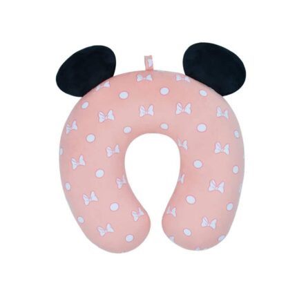 Ful Pink Disney Minnie Mouse Bows and Polka Dots Portable Travel Neck Pillow, Blush
