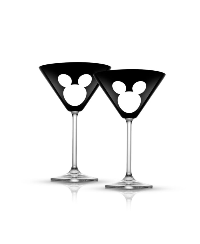 JoyJolt Disney Luxury Mickey Mouse Crystal 10 oz Martini Glass, Set of 2