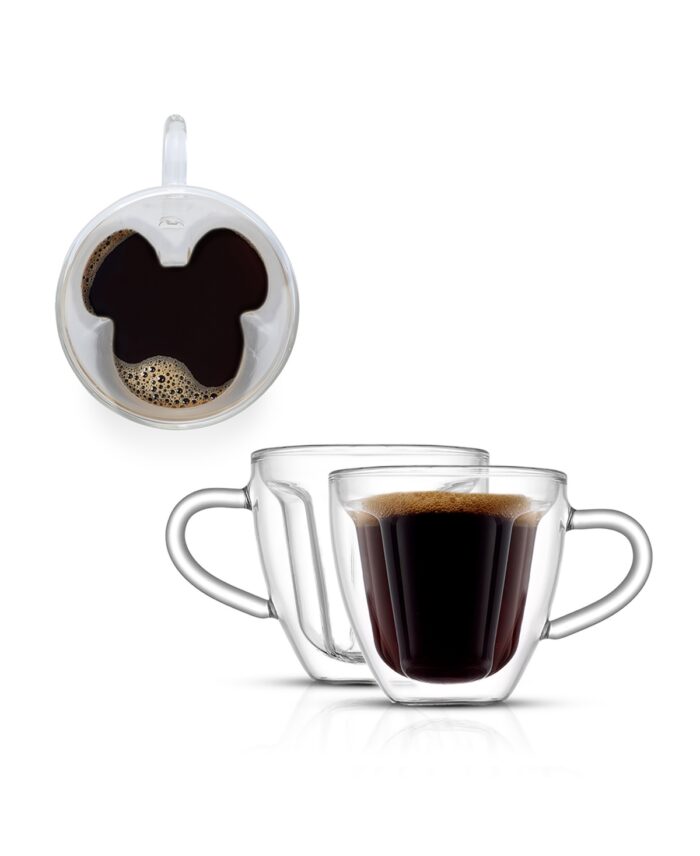 JoyJolt Disney Mickey Mouse 3 Dimensional Espresso Cups Set, 2 Piece