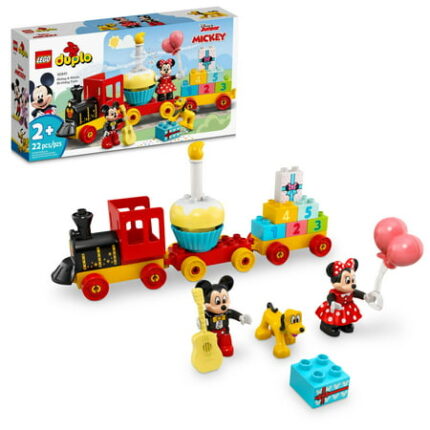 LEGO DUPLO Disney Mickey & Minnie Birthday Train 10941 Building Toys for Toddlers with Number Bricks Cake and Balloons 2 Year Old Girls & Boys Gifts