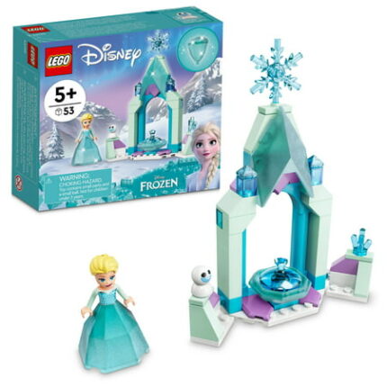 LEGO Disney Elsa's Castle Courtyard 43199 Diamond Dress Set Buildable Princess Toy with Collectable Frozen 2 Mini-Doll Figure