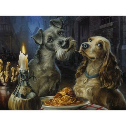Lady and the Tramp ''Bella Notte'' by Heather Edwards Hand-Signed & Numbered Canvas Artwork Limited Edition Official shopDisney